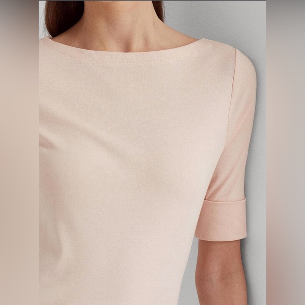 NWT Lauren Ralph Lauren Stretch Boat Neck Shirt - Picture 4 of 8